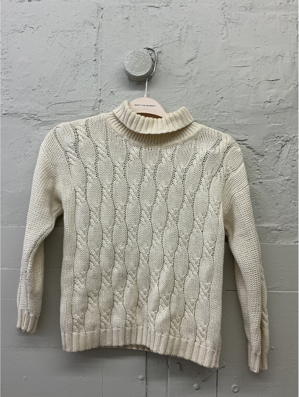 True Vintage Lands' End Cream Cable Knit Pullover turtleneck Sweater fall autumn